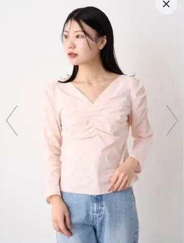 셀포드 V넥 개더 탑 핑크 36
