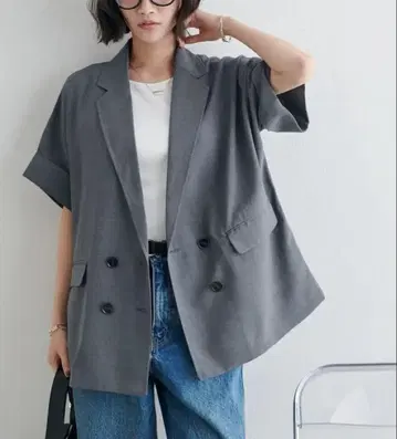 새상품 택 포함 테크 린넨 반팔 셔츠 자켓 디스코트
