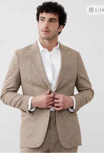 린넨 블렌드 헤링본 수트 Banana Republic M
