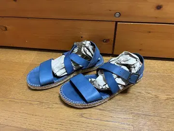 GAIMO! 천연 가죽 스페인산 샌들 에스파드리유 블루 사이즈 40 25