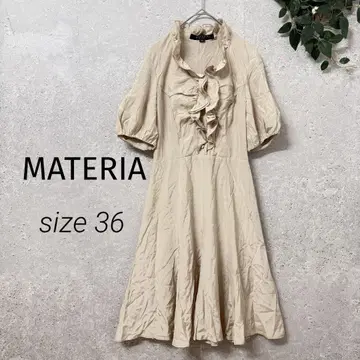 MATERIA 마테리아 실크 4% 프릴 원피스 (36) 베이지