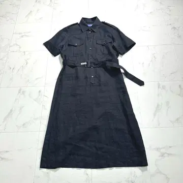 가마쿠라 셔츠 린넨 100% 린넨 셔츠 원피스 벨트 블랙 검정