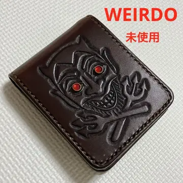미사용 WEIRDO 위어드 가죽 접이식 지갑 DEVIL BROWN