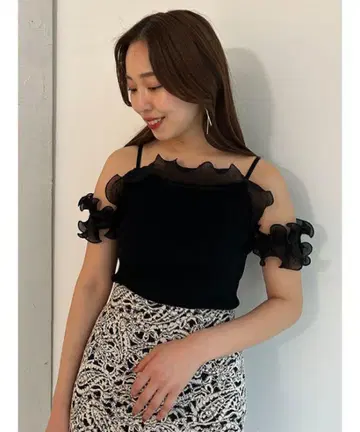 [ SNIDEL ] Sustainable 플리츠 프릴 도킹 니트