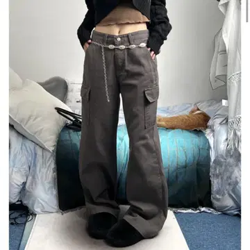 한국 데님 카고 팬츠 y2k 그런지