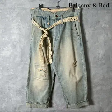 Balcony and Bed 스터드 레이스 와이드 데님 팬츠 N990