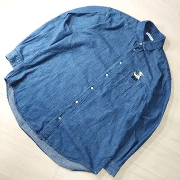 graniph 라무찹 데님 셔츠 자수 포켓 버튼 다운 L
