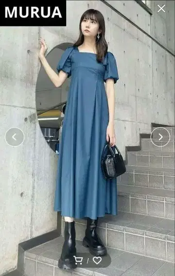 미사용 새상품! MURUA 스퀘어넥 볼륨 슬리브 원피스 택 포함