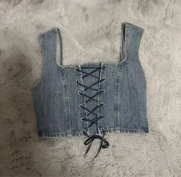 EMODA 데님 크롭 뷔스티에