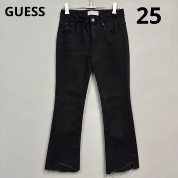 GUESS 여성용 플레어 데님 청바지 팬츠 25 블랙