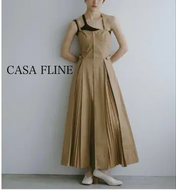 CASA FLINE 카사플라인 프론트 후크 데님 롱 원피스