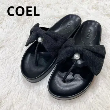 코엘 coel 샌들 리본 플립플랍 블랙 검정 22.5cm 35