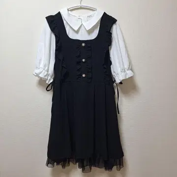 빅 사이즈 4L 프릴 블랙 무릎 기장 원피스 반팔
