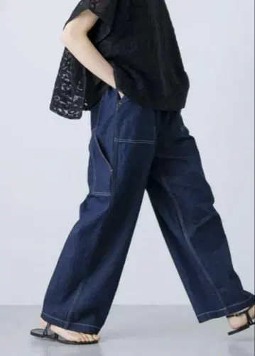 미사용 카구레 코튼 린넨 데님 페인터 팬츠