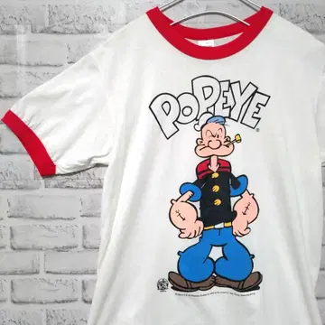 뽀빠이 90s 1993 USA제 링거 티셔츠 L 빨간색 레드 레어