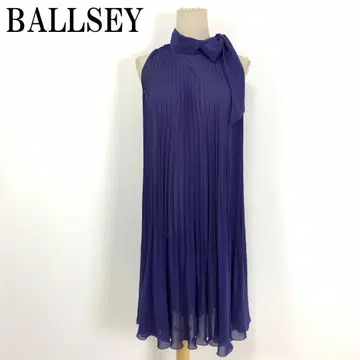 LA7103 볼지 노슬리브 보우타이 리본 원피스 블루 38