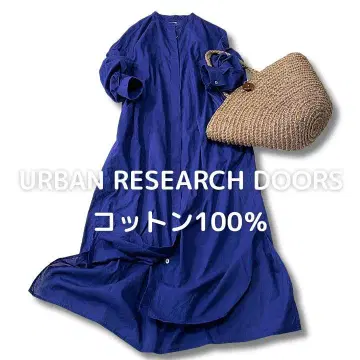 URBAN RESEARCH DOORS 코튼 100% 맥시 롱 셔츠 원피스