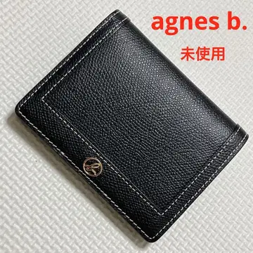 미사용 agnes b. 애니에스베 가죽 접이식 지갑 블랙 검정