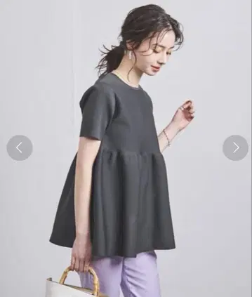 UNITED ARROWS P 페플럼 숏 슬리브 니트