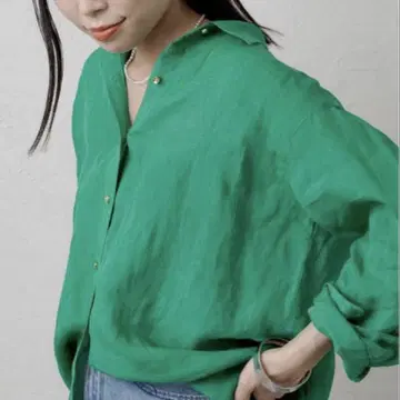 라운지 드레스 린넨 100% 린넨 백 타이 셔츠 그린 그린
