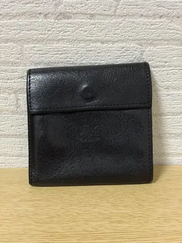 일비종떼 블랙 가죽 3단 폴더형 지갑