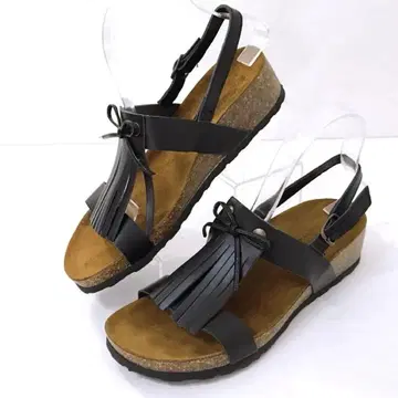 미사용급 소니아 씨 프린지 백 스트랩 샌들 블랙 24cm