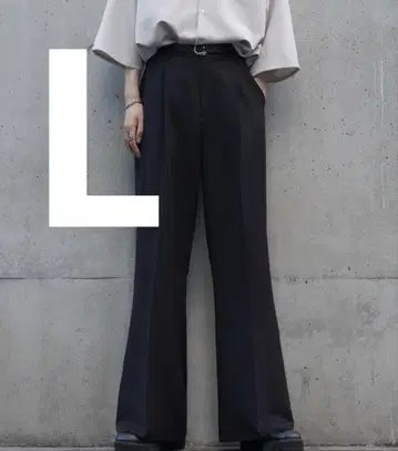 cussil TR 스트레치 루즈 실루엣 하이웨스트 플레어 팬츠 L