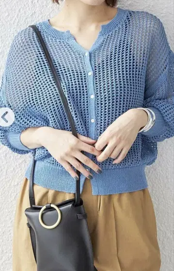 쉽스 SHIPS 페이퍼 메쉬 2WAY 가디건 7부 소매