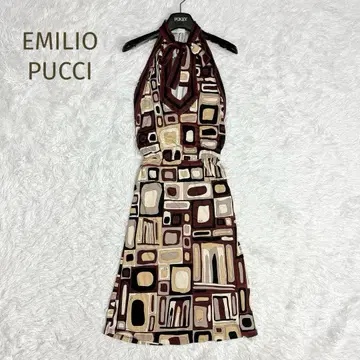 새상품급 EMILIO PUCCI 홀더넥 보타이 원피스 브라운 계열 36