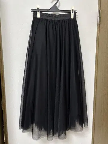 블랙 튤 롱 스커트
