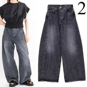 HYKE 25SS 배럴 레그 청바지 데님 블랙 2 하이크 DENIM
