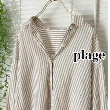 Plage wash out 셔츠 스트라이프 셔츠 베이지