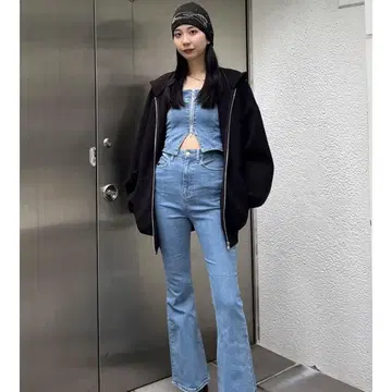 EMODA 데님 플레어 지퍼 살로펫
