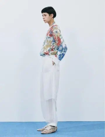beautiful people 실크 폴리에스테르 조젯 트랙 팬츠