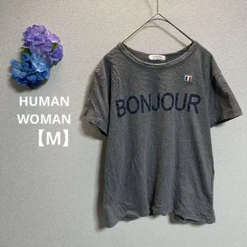 휴먼 우먼 티셔츠 [M] 티셔츠 내추럴 U넥 아플리케