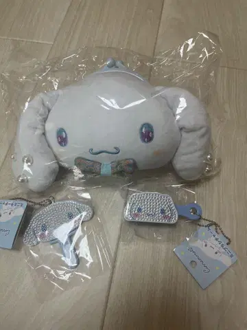 산리오 시나몬 롤 반짝이 거울 브러쉬 세트 봉제 인형 미니백