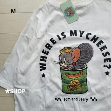 톰과 제리 타피 가라 자수 반팔 티셔츠 M
