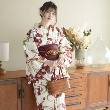 유카타 우타타네 빨간색 오리지널 디자인 일본 국내 염색