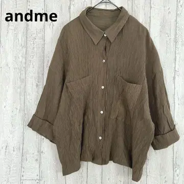앤도미 시어 숏 기장 반팔 셔츠 블라우스 [M] 카키 Almadesign