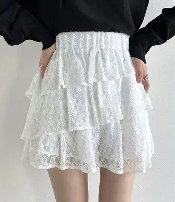 화이트 레이스 미니 스커트 XL