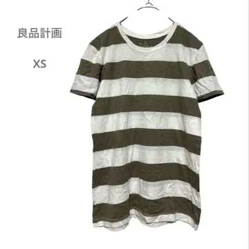무인양품 크루넥 반팔 티셔츠 보더 코튼 캐주얼 XS