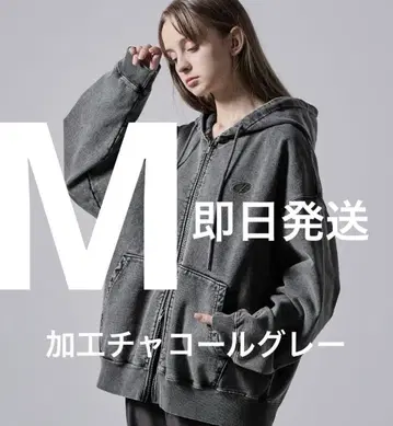 clel 헤비 웨이트 로고 자수 풀 집업 후드티 M