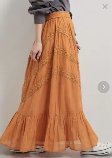 차오패닉 티피 india 코튼 보일 레이스 스커트 오렌지