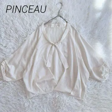 프릴 개더 볼륨 슬리브 보타이 블라우스 [M] 새상품급 시어