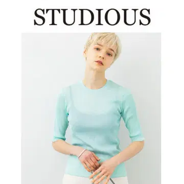 STUDIOUS 메탈릭 얀 리브 풀오버 페일 컬러 썸머 니트