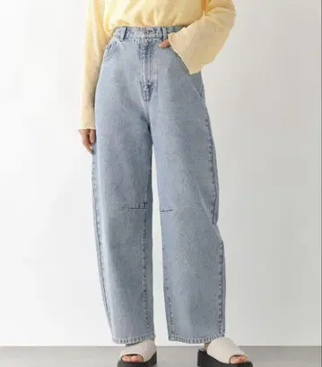 LEPSIM 커브 데님 팬츠 2 라이트 블루