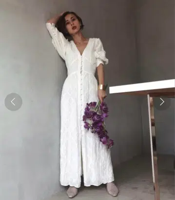 아메리 메디 크럼플 코튼 레이스 드레스