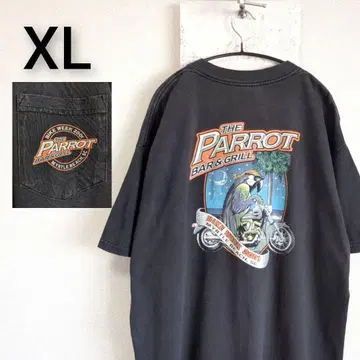 구제 의류 THE PARROT 바이커 포켓 티셔츠 블랙 XL