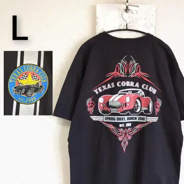 구제 의류 TEXAS COBRA CLUB 핀스트라이프 티셔츠 블랙 L