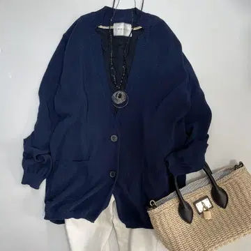 BEIGE 베이지 온워드 카시야마 가디건 네이비 린넨 면 실크 S